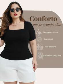 Set Of 3 Women's Plus Size Square Neck Blouses – Basic Premium Sizes G1 To G3 Simple None Workwear Office Beach Vacation - ĐEN VÀNG ĐỎ BURGUNDY - Xem 2