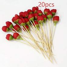 Stuzzicadenti decorativi con fiori di rosa, frutta e fiori artificiali, bastoncini per dessert per feste di compleanno, matrimoni, pomeriggio in casa, accessori da tavola artistici