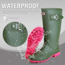 Rain Boots For Women, Waterproof Knee-High Rubber Boots, Lightweight Garden Boots Keep Warm Work Tall Fishing Boots For OutdoorChristmas - Green - View 3