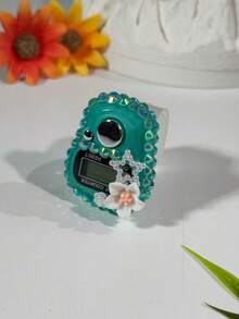 عداد أصابع مرصع بالألماس متعدد الألوان على شكل زهرة صغيرة، عداد إلكتروني محمول بزر يدوي، عداد بطاقة مصغر مناسب لعد التسبيح والرياضة وهدايا المناسبات - متعدد الألوان - مشاهدة 20