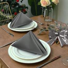 Ruvanti Cloth Napkins Set Of 12 18x18 Inches Napkins Cloth Washable Soft Durable Absorbent Cotton Blend. Table Dinner Napkins Cloth For Hotel Lunch Restaurant Weddings Parties Charcoal Grey - Charcoal - View 7