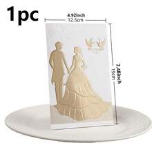 1/5/10pcs Exquisite Sparkling Powder Invitation Letter (Groom Bride Hand In Hand) Invitation Card Gold Plated Personalized Sparkling Powder Greeting Card Wedding Exclusive Suitable For Wedding Anniversaries, Bridal Showers, Engagement Parties, And Anniversary Dinner Invitations.