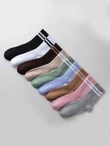 Lot de 6 ou 12 paires de chaussettes unies pour femmes, douces et extensibles, respirantes, montantes, courtes et décontractées, idéales au quotidien et pour les sports de plein air en toutes saisons. Style minimaliste et décontracté, chaussettes de luxe à la mode et polyvalentes, indispensables pour les sorties et les rendez-vous. - Multicolore - Voir 3