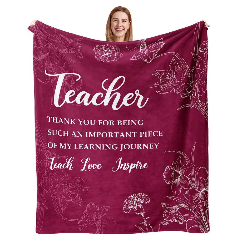 Teacher Appreciation Gifts , Best Teachers Day Gifts From Student, End Of Year Teachers Gift Idea, Teacher Gifts For Graduation Birthday Back To School Blanket,Super Soft Flannel Printed  Blanket,As Birthday Gifts, Family, Wedding, Souvenir Blankets, Polyester Blankets Suitable For All Seasons, Washable, Machine Washable, Lightweight, Breathable, Comfortable, Warm, Unique, 280gsm For Him, Her Personalized Ideal Gifts For Her, Him,  Perfect Nap, Camping, Travel, Home, Daily Life, Office Decoration, Birthday, Anniversary, Valentine's Day, Thanksgiving, Christmas, Halloween, Mother's Day, Father's Day, Wedding, New Year Gifts ,Sofa,Bed,Car,Bedroom,Living Room,Office,  Outdoor Camping, Beach,Wall Decoration - 多色20 - 查看 1