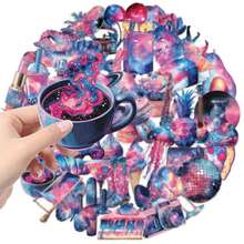 50pcs Purple Starry Sky Stickers Laptop Phone Case Water Bottle Guitar Fridge Cute Transparent PET Decal Waterproof - Multicolor - View 6