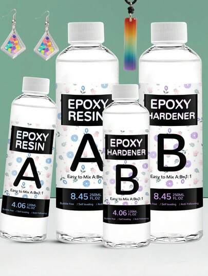240ml/500ml Epoxy Resin Kit, Low Bubble And Low Odor Epoxy Resin, Suitable For Casting, Jewelry Making, Art Resin, Easy 1:1 Mixing Ratio