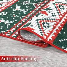 Hodeffior Tapis décoratif chrétien 120 x 170 cm – Style bohème rouge et vert avec flocons de neige et bonhomme de neige, antidérapant, idéal pour l'entrée et la décoration de Noël. - Rouge - Voir 5