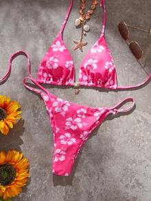 PEPPERMOLLY Bộ bikini hai mảnh màu hồng đậm bán chạy nhất mùa Xuân/Hè 2026, gồm áo và quần tam giác, kiểu dáng gợi cảm và tôn dáng, thích hợp cho kỳ nghỉ biển và tiệc bể bơi của phụ nữ. - Hồng đậm - Xem 7