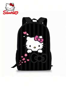 三件套三丽鸥Hello Kitty女士时尚背包套装，时尚休闲学生书包，轻便大容量，包含背包、斜挎包、铅笔盒，尼龙材质，适合通勤、旅行、上学、生日、节日、圣诞节等场合。 - 彩色 - 查看 3