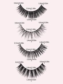 MAANGE 10/20对自然交叉浓密假睫毛，4种款式，含20支睫毛刷，卡通风格，可重复使用，精致日常佩戴，3D水貂毛睫毛，纤长卷翘，凌乱多层，长款假睫毛 - 黑色 - 查看 6