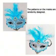 1pc Lace & Feather Half Face Mask, Suitable For Wedding, Stage Decor, Party Sexy Half Makeup (Artificial Feather)