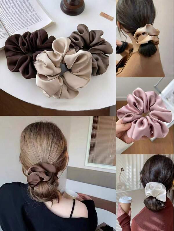 1 قطعة شرشوب شعر نسائي كبير من الحرير الصناعي الأسود، ناعم وممتد وقابل للغسل، إكسسوارات شعر مريحة وعملية