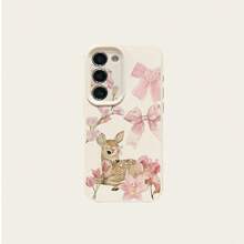 1pc TPU Material Elegant Sweet Fresh Deer Bow Lily Floral Pattern Fashionable Phone Case Compatible With Samsung A05s, A12, A13, A14, A14 4G, A15, A21s, A23, A25, A32, A32 5G, A34, A35, A50s, A51, A52, A52, A53, A54, A55, A71, A72, A73, S10, S20 FE, S20 Ultra, S21 Ultra, S22, S22 Plus, S23, S24, Redmi 10C, 12C, Note 10, 11, 12, 13, Pro Plus, Note 8, 9 Pro, Full Protective Soft Phone Cover - White - View 5