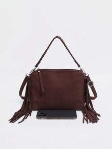 Dedoo Tassel Autumn/Winter New Style Fashionable And Sophisticated Chic Single Shoulder Bag, Underarm Bag, Niche Design Crossbody Bag. - Coffee - View 2