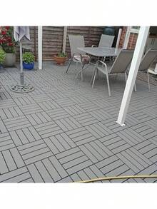 Waterproof Interlocking PVC Deck Tiles, 11Pcs Non-Slip Patio Flooring Tiles, Weather Resistant For Garden Balcony Terrace - Multicolor - View 4