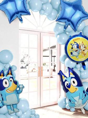 Bluey Balloon Party Decorations, Blue-Themed Party And Birthday Party Decorations, Perfect For Party Decorations, Blue Dog-Themed Birthday Decorations, Blue Number Balloons 1-9, Cartoon Party Wedding Outdoor Balloon Decorations, Growth Ceremony, Anniversary Home Decorations, Party Atmosphere.