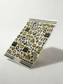 1张Y2K男士美甲贴纸 简约黑色笑脸男士美甲贴纸 DIY情侣美甲贴纸 美甲店独家男士美甲贴纸 美甲用品 - 彩色 - 查看 5