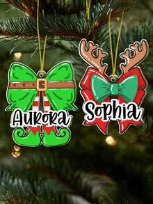 1pc/3pcs/5pcs Personalized Name Christmas Ornament: Bow Acrylic Ornament,4inhc,4 Styles Personalized Flat Acrylic Ornament, Heartfelt 2025 Gift Anniversary Gift For Him, For Her, Husband, Wife,Customized Christmas Gift Pendant, Christmas Tree Pendant,Custom Text Personalized Acrylic Ornament, Gift Givers Embellishing Presents, Custom Christmas Gift, Christmas Decor, Thanksgiving Gift, New Year Gift, Party Decor