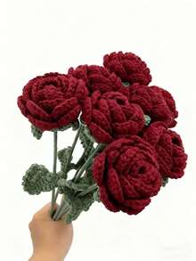 1/3 bó hoa hồng đỏ vĩnh cửu móc thủ công, quà tặng ngày lễ tình nhân, hoa hồng đỏ nhân tạo thủ công, thích hợp trang trí mùa thu, trang trí nhà cửa, trang trí bàn, đồ trang trí ở giữa bàn, đám cưới, phòng khách, trang trí tiệc, quà tặng, trang trí phòng - Màu Đỏ Sâu - Xem 9