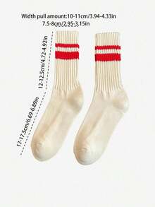 6 Pairs/3 Pairs Multi-Color Mid-Calf Socks |   Sports Socks Suitable For Matching |   Thick Striped Crew Socks |   Beige Solid & Striped Versatile Socks |   Suitable For Travel, Sports, Home Wear |   Also Great For Holiday, Birthday Party Gifts |   Please Note: Fits Up To 26cm Foot Size |   Slight Color Difference Due To Lighting In Photos - Nhiều màu - Xem 11
