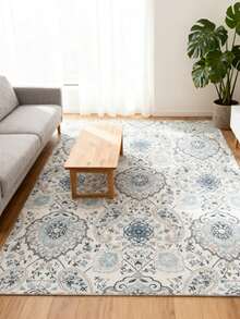 1pc Vintage American Distressed Low Pile Faux Wool Area Rug, Machine Washable, Available In Multiple Sizes, Suitable For Living Room, Bedroom, Entryway, All Season Carpet - Green - View 4