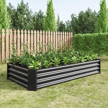 Metal Raised Plant Bed, Raised Garden Beds Made Of Sturdy Steel Sheet With Stable Design, Rust Protection And Long Durability, Soil-Free Raised Bed Kit, Ideal For Vegetables, Herbs And Flowers - Black 6x3x1ft - View 3
