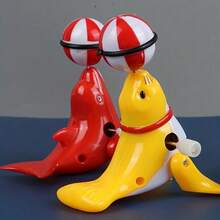 狡猾海狮投球玩具，小型海狮投球玩具，带弹簧装置的旋转海狮投球玩具，上紧发条后可360度旋转，适合作为礼物。互动游戏，趣味活动，梦幻玩具。情人节小礼物。 - 彩色 - 查看 10