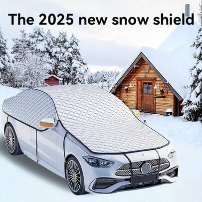 1pc All-Season Multipurpose Large Car Windshield Cover, Snow & Hail Protection, Easy Installation & Storage, Full Windshield Coverage, Reflective Strips For Nighttime Visibility, Fits All Vehicle Models Durable Windshield Protector