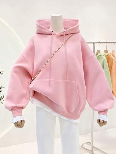 Solid Color Pullover Sweatshirt, Cute Women's Y2K Sweatshirt, Fall Clothes For Women Back To School, Loose Fit Long Sleeve Casual Women's Sweatshirt, New Fall Fashion 2025 For Women, Winter Clothes For Women