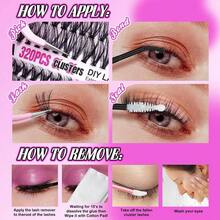 Individual Lashes 320pcs Lash Clusters 40D 9 - 16mm Mix Lash Extension D Curly Eyelash Clusters Eyelash Extension Wispy Cluster Lashes Self Application By 40D - 0.07D, 9 - 16mix - 30D+40D套件 - 查看 9