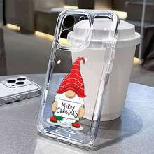 Funda para móvil con diseño de gnomo navideño. Compatible con teléfonos ,  17,  16 Pro Max,  15 Pro Max,  13 y  12. Fabricada en TPU para una protección eficaz contra golpes y caídas. Un regalo ideal para familiares y amigos en estas fiestas de invierno y Navidad. - transparente - Ver 2