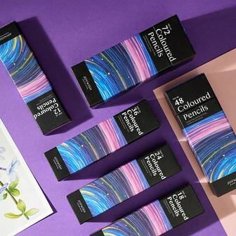 12/18/24/36/48/72色彩色铅笔套装，星空轨迹系列木质铅笔，色彩鲜艳，易于上色，经久耐用，适合素描、着色、绘画和涂鸦，手工文具美术用品，艺术家理想之选，节日礼物