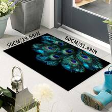 1 pièce Tapis de bain antidérapant à motif de plume de paon, tapis de cuisine antidérapant, convient pour la salle de bain, la cuisine extérieure, la décoration printanière de la maison