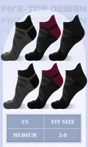 Fourluoo 6 Pairs Women Men Ankle Toe Socks Cotton Warm Crew Toe Separator Socks For Athletic Running - ColorE - 查看 3