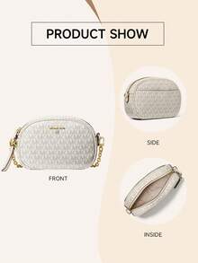 Michael Kors Jet Set Charm Small Monogram Camera Crossbody Bag Casual Shoulder Bag For Daily Parties - White 2 - View 4