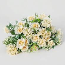 1/80PCS 9.44inch Artificial Camellia Bud Rose Hydrangea DIY Wreath Material Home Bedroom Vase Decoration Valentine's Day And New Year Decoration, Wedding Decoration, Bridal Handheld Flower Material Suitable For Wedding Decoration, Home, Restaurant, Bedroom, Kitchen, Room Decoration, Holiday Birthday Party Accessories, Outdoor Garden Decoration, Garland Party Wedding Holiday, Family Restaurant Bedroom Decoration, Winter Decoration, Birthday Gifts - Champagne - View 6