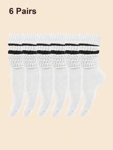 1/3/6/10/20/30 paires de chaussettes de sport unisexes pour couple, motif rayé, mi-mollet, cadeau de printemps/été - Multicolore - Voir 15