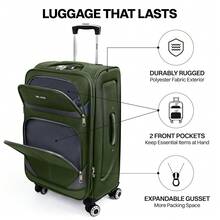 Softside Luggage Set,Expandable Luggage For Extra Capacity,Large Capacity Family Suitcase,Lightweight Waterpoof Resistant Polyester,20inch+28inch,20inch+24inch+28inch - GREEN/GREY - 查看 8
