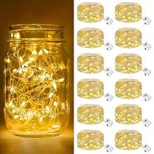 30 Pack Fairy Light String Lights 6.5ft 20 Led Waterproof Christmas Lights, Silver Wire Fireflies, Stars And Moon Lights, Bedroom DIY, Party, Wedding, Christmas, Birthday, Garden DIY Decoration - 彩色 - 查看 13