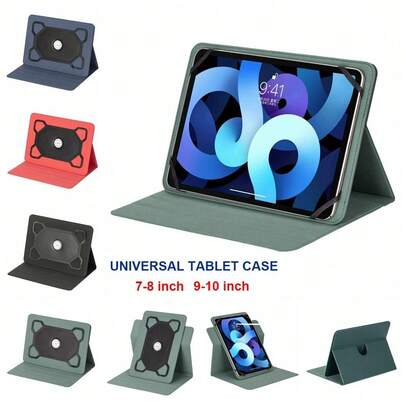 Solid Color Leather Universal Tablet Case 7/8/9/10 Inch Rotatable Multi-Angle Viewing Stand Cover Shockproof Protective Shell For Spring Gift