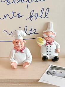 Cartoon Resin Chef Wall Mount Power Socket Holder, Strong Adhesive Cable Organizer, Easy To Install Kitchen Wall Mounted Socket Outlet Storage, Practical Hook, Stylish Design, No Need To Drill Holes To Install Kitchen - Multicolor - View 4