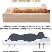BFPETHOME Camas ortopédicas para perros grandes impermeable sofá cama para perros con funda extraíble lavable cama grande para mascotas con forro impermeable y parte inferior antideslizante cama - 360L x 270W x 65Th - Ver 3