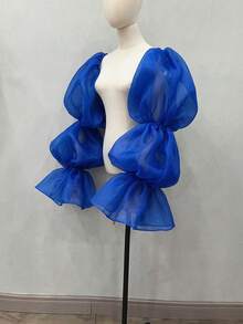 1pc Black Mesh Petal Sleeve, 2pcs Elastic 4-Layer Dark Bride Sleeve Cuffs - Multicolor - View 19