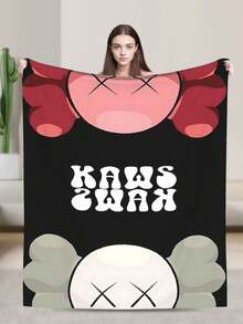 Kawss Kawaii Kaw Blanket Anime Snuggle Blanket - Ultra Soft Flannel Throw, The Perfect Gift For Fans For Christmas & Birthday, For Home Use, Camping And Travel Adventures - màu đen - Xem 4