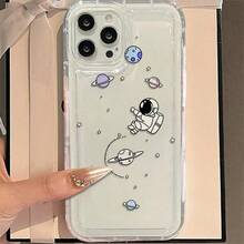 Funda de teléfono premium a prueba de golpes y resistente a caídas Funda de teléfono: Impresión de astronauta de dibujo animado transparente de Apple Funda protectora de TPU transparente anti-caída de cobertura completa y precisión para Apple  6/7/8/X/Xs/Xr/Xs Max/11/12/13/14/15/16 Pro Max ¿Quién podría resistirse a una funda de teléfono tan resistente y elegante? - 1 pieza - Ver 2