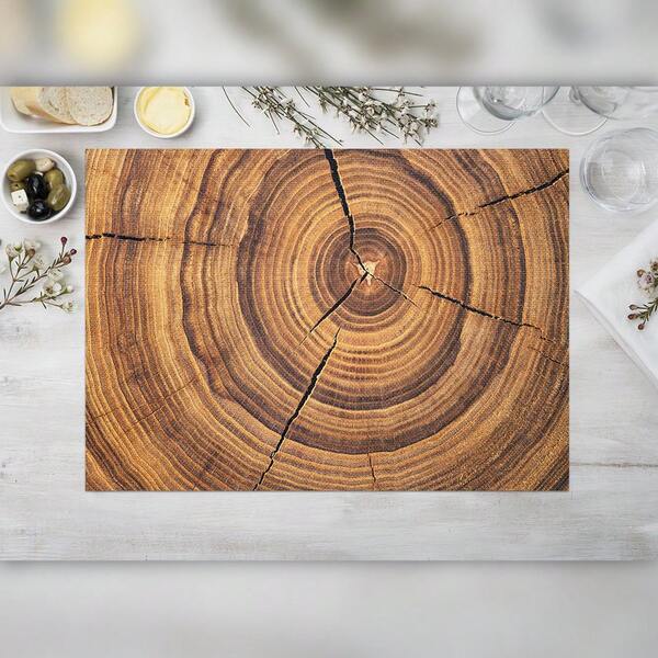 1pc/4pcs/8pcs Waterproof Wood Grain & Annual Ring Pattern Placemats, Themed Decor, Classic Minimalist Style, Home Kitchen Dining Table Decoration, Elegant Tabletop Accessory, Dining Room Decor, 12x18 Inches