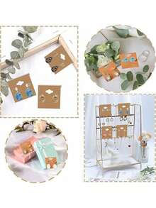 Estilo100 piezas de papel Kraft color concha colgante café papel arete tarjeta de presentación 2 x 2 pulgadasVersión mejorada - 1 - Ver 4