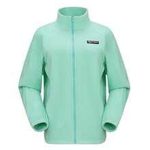 Women's Outdoor Fleece Jacket, Double-Sided Fleece, Warm, Anti-Static, Stand Collar, Wind-Resistant Lining - Ice Lake Green - View 2