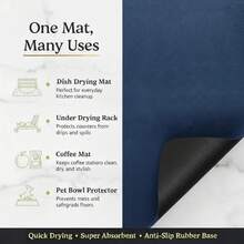 Dish Drying Mat Super Absorbent – 16" X 12" Coffee Mat For Countertops – Non-Slip Drying Mat For Kitchen Counter – Easy To Clean Water Absorbent Mat – Quick Dry Dish Drying Mats (Black) - 藍色 - 查看 6
