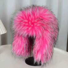 1 Pc Imitation Sheepskin Hat Snow Imitation Fox Grass Hat Dad Middle Aged Ear Protection Hat - 玫紅色 - 查看 11